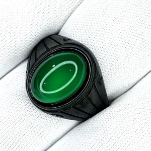 Cincin Batu Akik Green Chalcedony Asli Top Bodyglass Minimalis Super Mewah