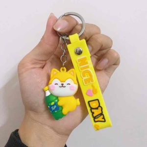 Móc khoá cáo vàng ôm nước ngọt cute dễ thương móc treo chìa khoá xe máy ô tô móc treo balo túi xách chất liệu PVC