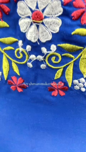 MUKENA DEWASA TERUSAN MOTIF BUNGA TABUR KECUBUNG KAIN NAVY