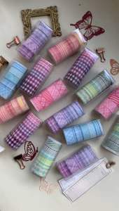 6 pcs rolls Washi tape deco masking aesthetic/ Tape DIY scrabooking journal Washi Tape Dekorasi Pastel Warna Motif