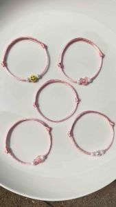 Queena Bracelets / Gelang Tali Baby Pink Cute Series / Gelang Tali Satin Lembut / Gelang Beaded Tali