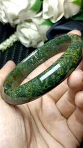 Ocean Jasper Jade stone bangle 57mm 海洋碧玉意境油画风水头超好又润手镯 57mm