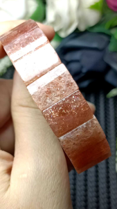 High Grade Natural Golden Sunstone Strawberry Quartz Papan Bracelet width 14mm+ 精品超闪天然金太阳金草莓手排 宽度14mm+