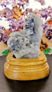 Natural Precious Cubic Purple Fluorite with Sugar Quartz Crystal Druzy Ornament #Collectibles #Fluorite Crystal