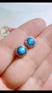 Subang Kristal / Natural Crystal Kyanite Earrings 925 Silver Pin 天然水晶蓝晶石耳钉925纯银耳针-1205