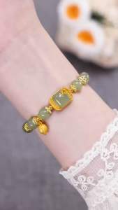 T26 (Beli 2 dapat bonus) COD Gelang karet giok kotak hijau bunga manis titanium