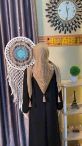 Hijab Segi Empat Payet Tassel Daun Sirih