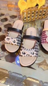 Sendal wedges selop fashion rajut pita mutiar tali kekinian koren style KODE HZ1JAN25