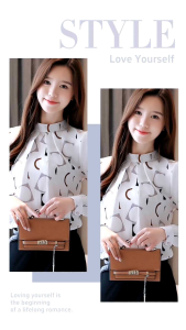 Womens Printed blouse Women Korean Chiffon Blouse Long Sleeve Loose pullover chiffon shirt blouse size plus size top