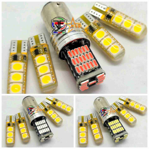 Paket Lampu Stop Rem DAJJAL 45 MATA LED Flash + Sen Jelly Kedip KUNING 4 pcs Depan Belakang Universal Arus Dc 12 volt Kendaraan Motorcycle