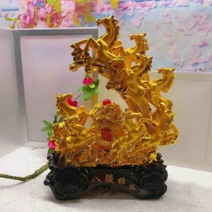 Feng Shui Golden Eight Horses Auspicious Charm Ornament