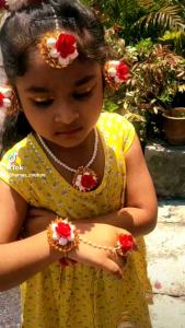 GUNDU MALLI KIDS FLOWER JEWELLERY SET 5 IN 1 For Matching Kids Indian Ethnic Wear Clothes such as Kids Sharara