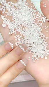 Khay phụ kiện hạt trai đính móng tay nail đủ size hạt tròn và hạt nửa có 2 mẫu ( hạt tròn & hạt trai nửa )