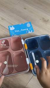 LUNCH BOX 3 SEKAT LUNCH BOX 4 SEKAT KOTAK MAKAN ANTI TUMPAH FREE SENDOK 7057 / 8815