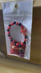 Anti usog for infants bracelet and pin with Cross Padre Pio or Nazarene image