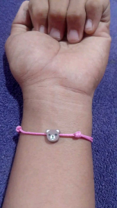 Gelang tali Korea style pink beruang lucu gelang tali manik anak-anak gelang cewek cowok