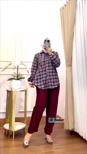 SETELAN CELANA FLANEL KOTAK MIX POLO LINEN FIT TO XL