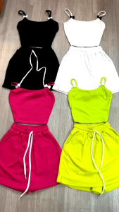 Sét váy áo 2 dây đính nơ thun borip ( ảnh thật shop chụp )