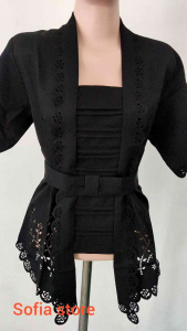 Atasan Saja Kebaya Kutubaru Remaja Dewasa Lengan Pendek Madelyne Warna Hitam Model Bali Kartini Modern