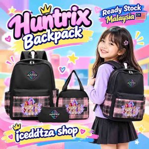 Large capacity Backpack Huntrix Kpop Demon Hunters Backpack school bag Student Large Capacity Waterproof Bags Ready Stock Malaysia 🇲🇾