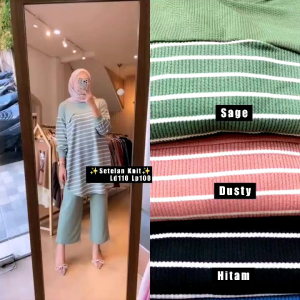 Setelan Knit Salur: Bahan Berkualitas Tinggi & Desain Nyaman