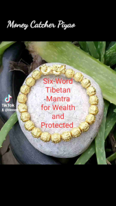 Fengshui Piyao Vermiel Gold Six-word Tibetan Mantra Money Magnet Protection Blessed Wealth Bracelet