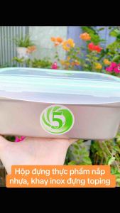 Hộp để thực phẩm nắp nhựa- Khay inox đựng topping trà sữa thức ăn thực phẩm lưu trữ kho đông lạnh đủ size tiện lợi
