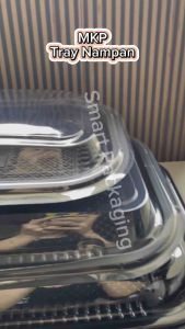 [ISI 10 PCS] MKP Tray Nampan Ukuran S M L / Kotak Nampan Plastik + Tutup Small Medium Large / Wadah Sekali Pakai Kecil Sedang Besar