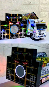 Miniatur truk di lengkapi lampu terpal dan soundhoreg sistem full set bluthooth