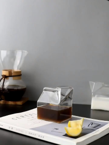 Gelas Kaca Susu Borosilicate Glass Desain Milk Box & Gelas Kaca Unik Aesthetic