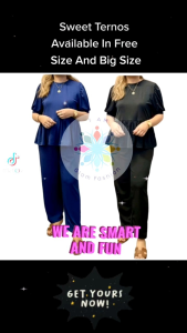 Blouse With Puff Sleeves And Pants Available In Free Size And Big Size Code: Jamie by 1AM Glam Fashion
