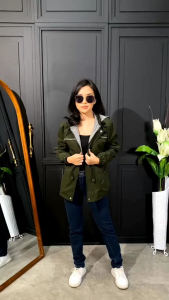 jaket parka cewe kanvas premium