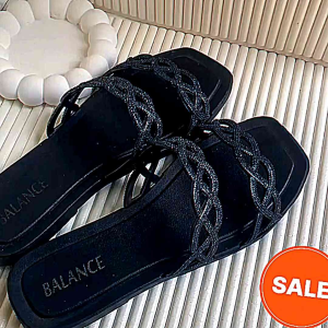 ALANA-Sendal Tali Korea Strip Dua Ban Kasual Kekinian