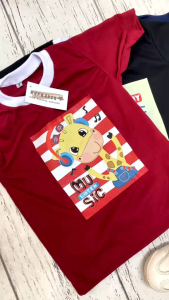 Baju Kaos Anak Merah Jerapah Laki & Perempuan Usia 1-5 Tahun