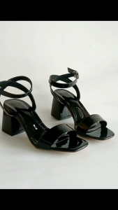 Giày xăng đan cao gót thô quai bản ngang hình thật ND284