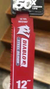 Diablo 12 in. 10 TPI Steel Demon Carbide Reciprocating Saw Blade for Medium Metal Cutting