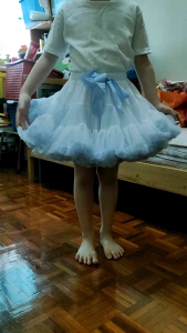 Ready Stocks 60-140cm Adjustable Blue White Fluffy Soft Chiffon Mesh Ballet Princess Girl Tutu Skirt dress 篷篷裙