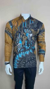 Kemeja Batik Pria Motif Manuk Tarung Kuning