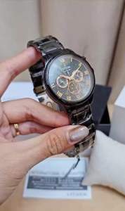 ĐỒNG HỒ NAM CHÍNH HÃNG Citizen AP1055-87X Eco-Drive MoonPhase Green Dial Sapphire Black Stainless Steel For Men