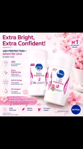 70 Off! Nivea Extra Brightening Deodorant 48H Protection Brighter Skin Every Day Soft & Caring Feminine Floral Scent 0% Alcohol For Smooth and Delicate Skin.