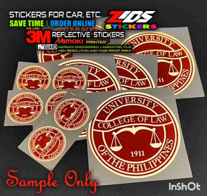 up college of law logo 3M reflective printed laminated sticker for cars motorcyle gadgets laptop etc.
