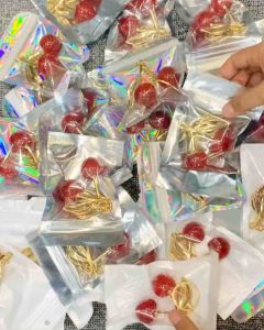 GANTUNGAN CHERRY GLITTER ( TEBAL Besar ) Gantungan Tas Lucu Aesthetic Cherry Tintanium Gantungan Kunci Tas