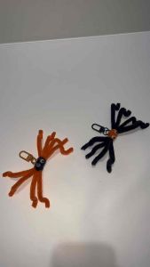 Gantungan Kunci Spider Halloween Spidra Laba Laba Keychain Pipe Cleaner Black Orange Oren Hitam Ganci Gantungan Charm Bag Tas Bagcharm