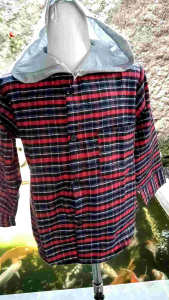 Kemeja Lengan Panjang Anak Flanel Hoodie Kotak 1-5 tahun