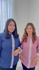 LIMITTES Baju Blouse Outer Atasan Kemeja Korea Kantor Renda Lengan Panjang Wanita - SRIMBY Tuin Blouse