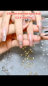Combo 4 viên charm trái tim tan chảy trang trí đính móng tay nail