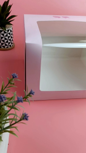 กล่องเค้ก 1 ปอนด์ พิมพ์ลาย pink Rabbit ทรงสูง 15 ซม. หน้าต่างเปิดกว้าง (10ชิ้น/แพ็ค)