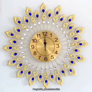 Jam Dinding Aesthetic Ruang Tamu Biru Hitam Emas Gold Mewah Nordic Luxury Minimalis Modern