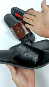 Dép Quai Ngang Nam Da Bò Cao Cấp Dép Nam Quai Bản Thời Trang Trẻ Đế Thấp