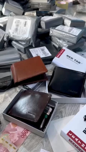Dompet Pria Kulit Dua Susun Arf Dompet Kulit Tahan api bisa bayar cod